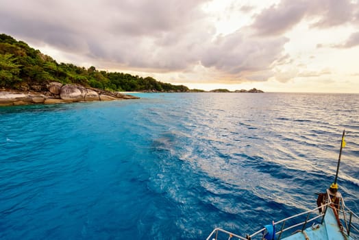 Beautiful landscape of blue sea and sky sunset in summer at Koh Miang island, Mu Koh Similan National Park, Phang Nga Province, Thailand