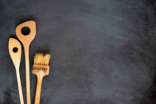 old cooking spoon background kitchen table