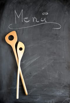 old cooking spoon background kitchen table