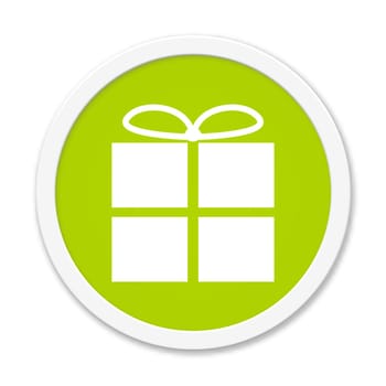 Round insulated button in green with gift icon