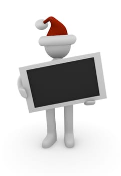 3d man holding a blank sign