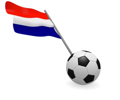 Soccer ball with the flag of Holland on a white background