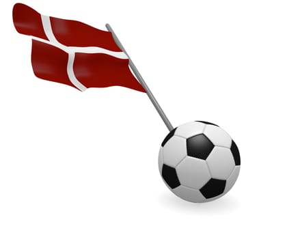 Soccer ball with the flag of Denmark on a white background