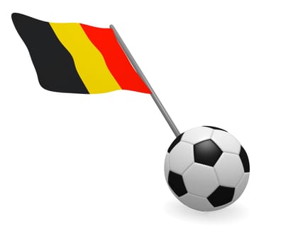 Soccer ball with the flag of Belgium on a white background