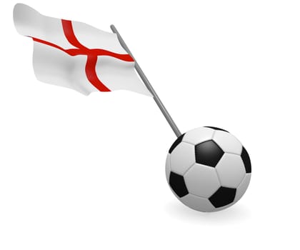 Soccer ball with the flag of England on a white background