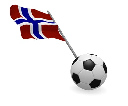 Soccer ball with the flag of Norway on a white background