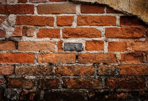 Old grunge brick wall dark border background