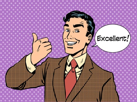 excellent businessman success concept retro style pop art