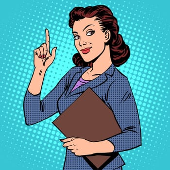 A successful female businesswoman retro style pop art