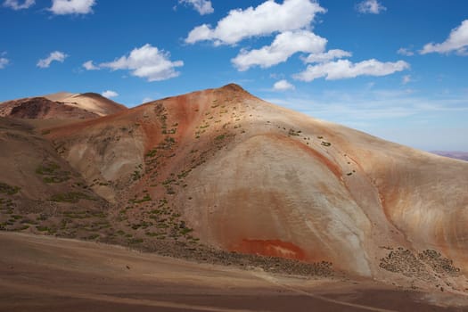 Colourful desert landscape in Lauca National Park set in the altiplano of northern Chile