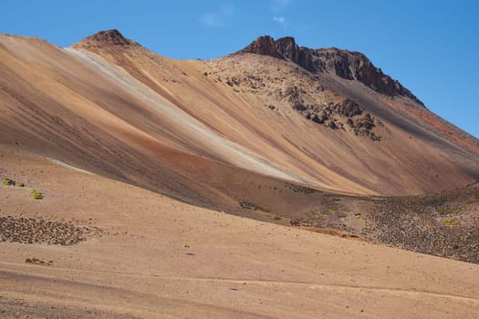 Colourful desert landscape in Lauca National Park set in the altiplano of northern Chile