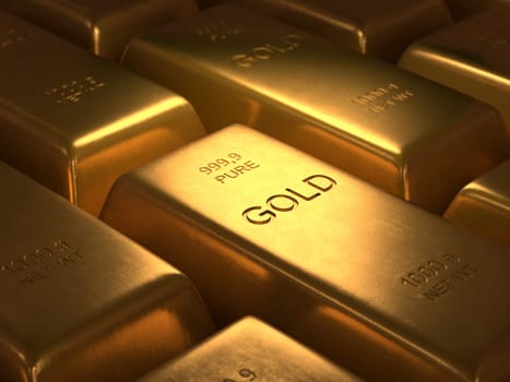 1000 grams of pure gold. Depth of field in the gold word.