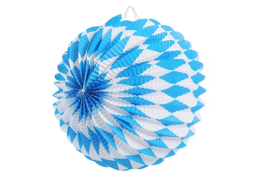 Original Bavarian paper lantern with diamond pattern. Classic beer tent decoration. Isolated on white.