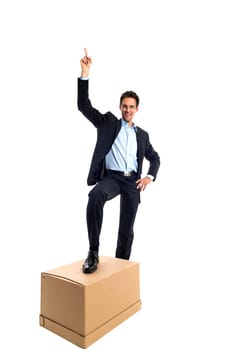 Businessman with a box..