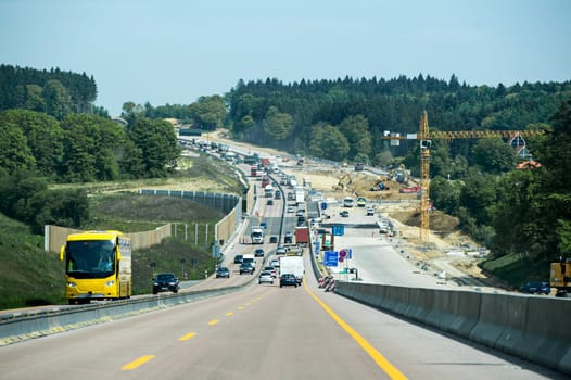 Motorway construction site on the A8
