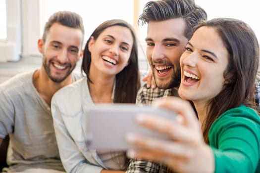 Friends faving fun and making a selfie
