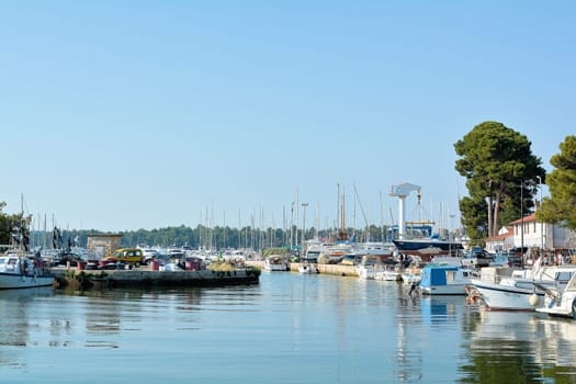Boats in the port of Novigrad in Croatia