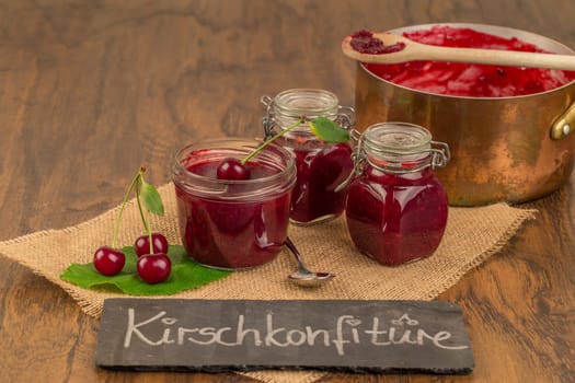 Cook cherry jam