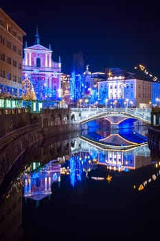 Ljubljana, capital of Slovenia in christmas decoration