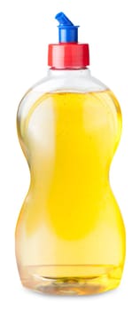 Dishes dishwashing liquid on a white background