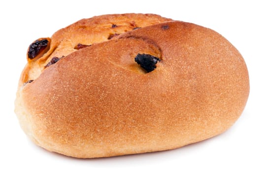 Raisin rolls on a white background