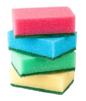 Colorful plaster sponges on white background