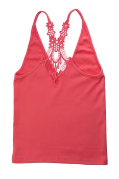 Red Cotton Women's T-shirt. Isolate on white.