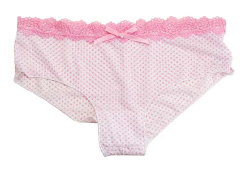 Panties in pink polka dots. Isolate on white.