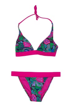 Swimsuit with floral pattern. Isolate on white.