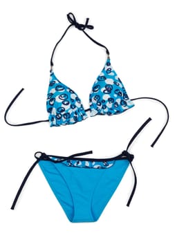 Trendy blue swimsuit. Isolate on white.