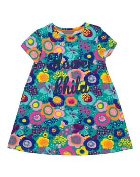 Baby dress with floral pattern. Isolate on white