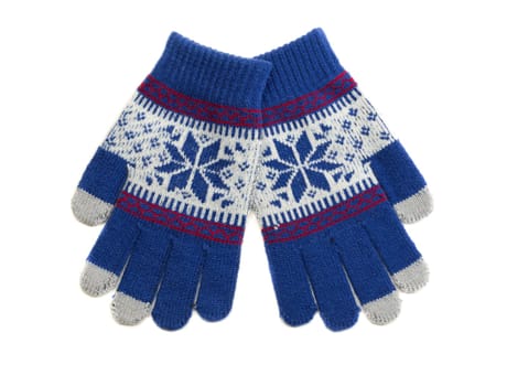 A pair of woolen gloves isolated on white background.