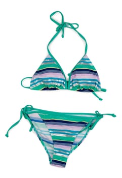 Fashionable striped swimsuit. Isolate on white.