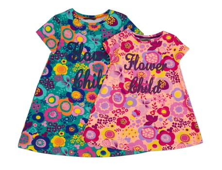 Two Close-up of a baby dress isolated on white
