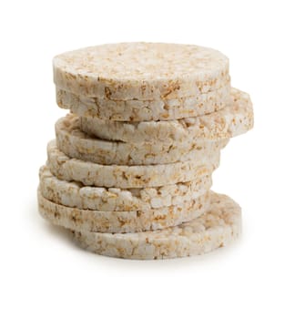 Stacked Rice Cakes isolated on white background.