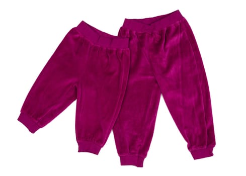 Crimson Cotton baby pants. Isolate on white.