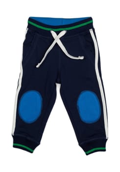 Blue Cotton baby pants. Isolate on white.