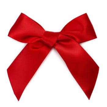 Red gift ribbon isolated on white.