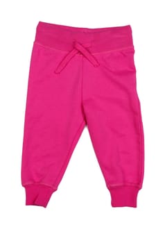 Pink Cotton baby pants. Isolate on white.