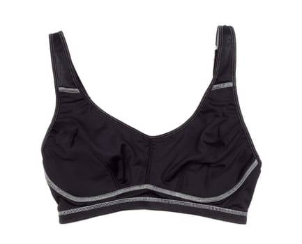 Satin black sports bra. Isolate on white.