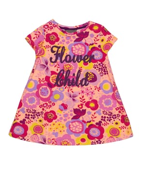Baby dress with floral pattern. Isolate on white.