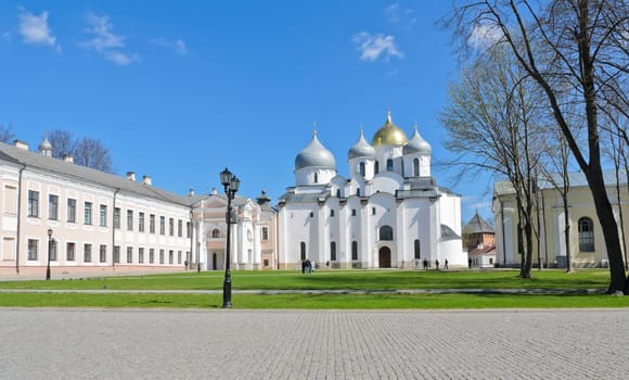 St. Sophia cathedral in sunny day at Novgorod Kremlin, Veliky Novgorod, Russia