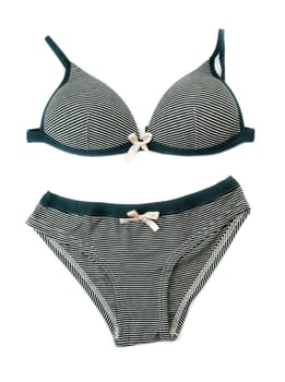 Striped set of lingerie. Isolate on white background.