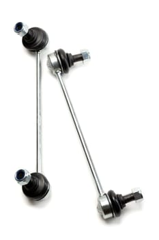 Two steel suspension arms of the vehicle. Isolate on white background.