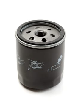 Black car oil filter. Isolate on white background.