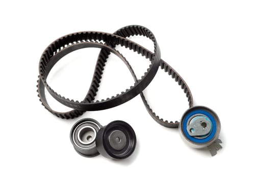 Set the timing belt. Isolate on white.