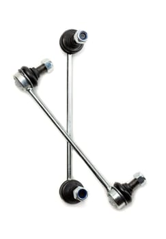 Two steel suspension arms of the vehicle. Isolate on white.