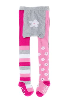 Pink children's tights. Isolate on white.