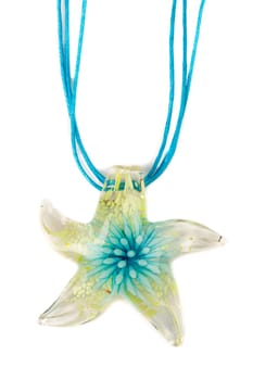 Star of Murano glass pendant. Isolate on white.
