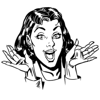 Girl surprise line art woman emotions positive joy